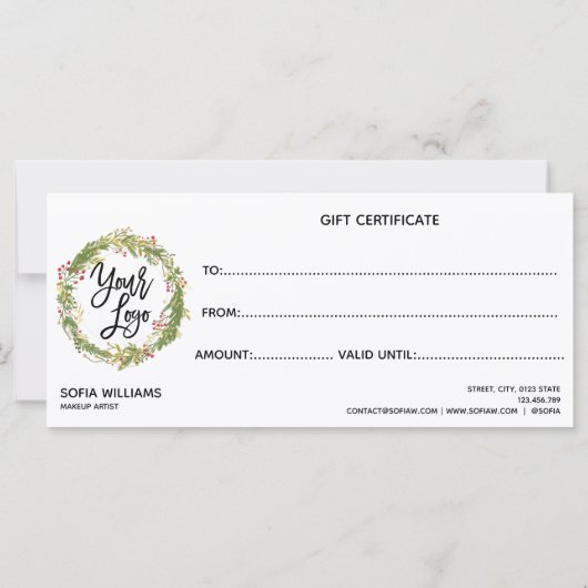 kerstkaartje Cadeaubon Voeg Logo toe (Achterkant)