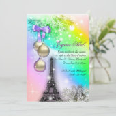 Kerstkaartje Eiffel Tower Snow 2 Kaart (Staand voorkant)