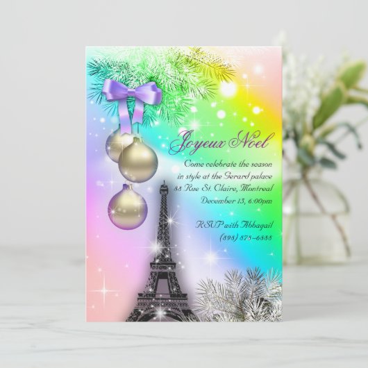 Kerstkaartje Eiffel Tower Snow 2 Kaart (Staand voorkant)