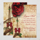 Kerstkaartje Eiffeltoren  Roos 2 Kaart (Voorkant / Achterkant)