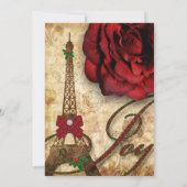 Kerstkaartje Eiffeltoren  Roos Kaart (Achterkant)