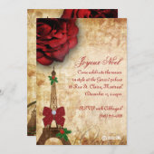 Kerstkaartje Eiffeltoren  Roos Kaart (Voorkant / Achterkant)