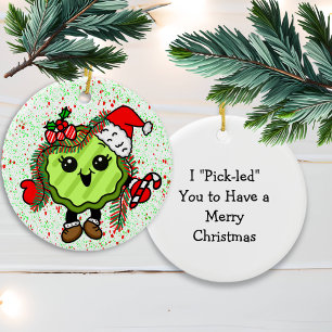 kerstkaartje Funny Holiday Pickle Keramisch Ornament