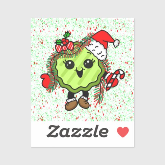 kerstkaartje | Funny Holiday Pickles Sticker (Vel)