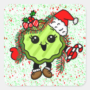 kerstkaartje   Funny Holiday Pickles Vierkante Sticker