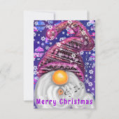 Kerstkaartje Happy Singgnoom in Paars Pet (Voorkant)