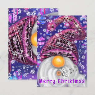 Kerstkaartje Happy Singgnoom in Paars Pet