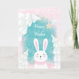 kerstkaartje met bunny roze en Mint Holiday Card Feestdagen Kaart