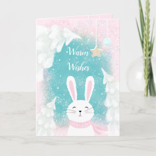 kerstkaartje met bunny roze en Mint Holiday Card Feestdagen Kaart