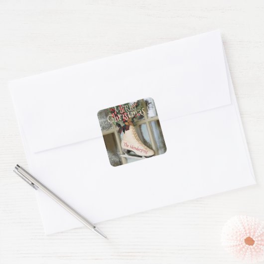  kerstkaartje vierkante sticker (Envelop)