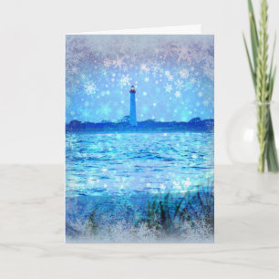 Kerstkaartje voor vuurtoren feestdagen kaart