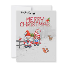 kerstkaartjes met Deer, Bird, Squirrel