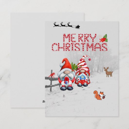 kerstkaartjes met Deer, Bird, Squirrel Feestdagenkaart (Voorkant / Achterkant)