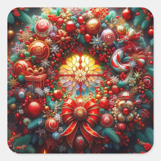 kerstkaartjes vierkante sticker (Voorkant)