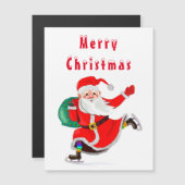 Kerstkaartmagneet Kerstman met cadeau (Voorkant / Achterkant)