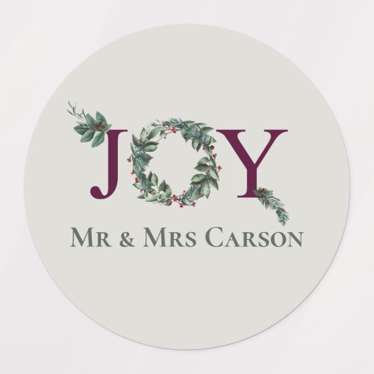 Kerstkaartstickers met vreugde labels (Design 2)