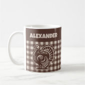 Kerstkaas Kalkoen Bruin & Tan Plaid Naam Koffiemok (Links)