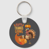 Kerstkaas Kalkoen met Pompoen Hoed Sleutelhanger (Achterkant)