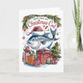 Kerstkabeljauw Grappige Vissen Kerstkaart Feestdagen Kaart (Voorkant)