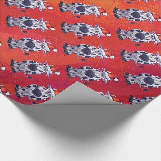 Kerstkabeljauw Patroon op rood veld Cadeaupapier (Hoek)