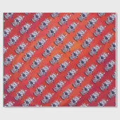 Kerstkabeljauw Patroon op rood veld Cadeaupapier (Vlak)