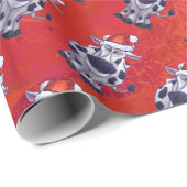 Kerstkabeljauw Patroon op rood veld Cadeaupapier (Rol Hoek)