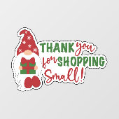 Kerstkabouter Bedankt voor winkelen bij kleine bed Raamsticker (Vel)