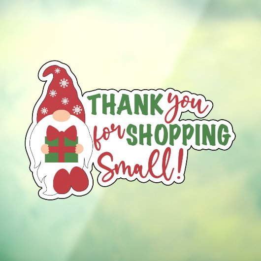 Kerstkabouter Bedankt voor winkelen bij kleine bed Raamsticker (Vel 3)