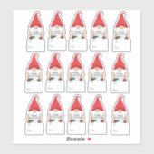 Kerstkabouter cadeaukaart sticker (Vel)