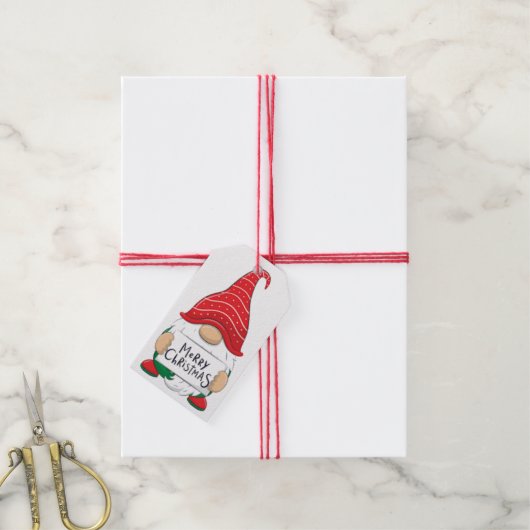 Kerstkabouter Cadeaulabel (Met Touw)