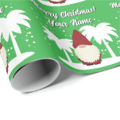 Kerstkabouter cartoon met palmbomen uniek cadeaupapier (Rol Hoek)