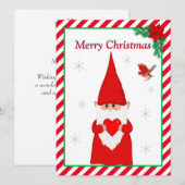 Kerstkabouter & Cute Rode Vogel Kerstkaart (Voorkant / Achterkant)