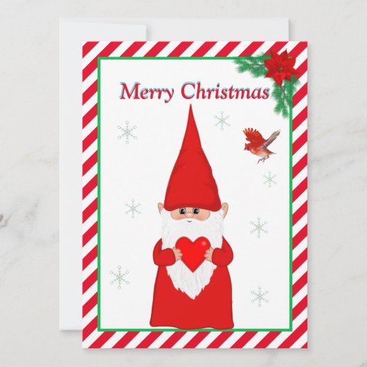 Kerstkabouter & Cute Rode Vogel Kerstkaart (Voorkant)