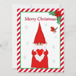 Kerstkabouter & Cute Rode Vogel Kerstkaart