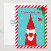 Kerstkabouter & Cute Rode Vogel Kerstkaart (Voorkant / Achterkant)