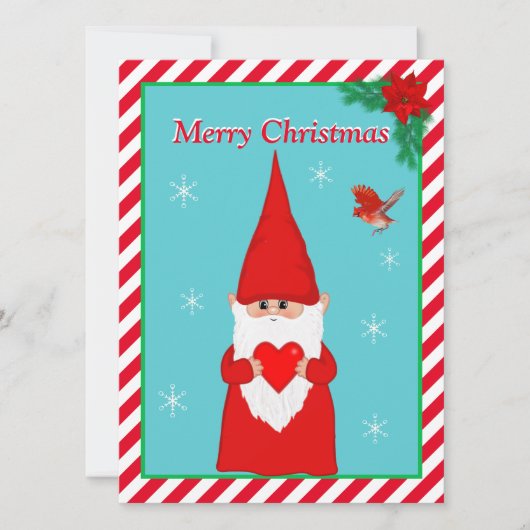 Kerstkabouter & Cute Rode Vogel Kerstkaart (Voorkant)