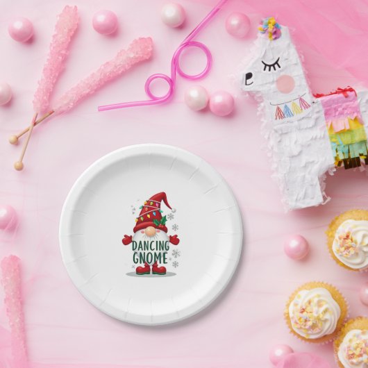 Kerstkabouter Dancing Gnome Family Christmas (6) Papieren Bordje (Feest)