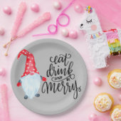 Kerstkabouter Eet Drink Wees Vrolijk  Papieren Bordje (Feest)