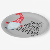 Kerstkabouter Eet Drink Wees Vrolijk  Papieren Bordje (Gekanteld)