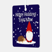 Kerstkabouter en egel boomornament metalen ornament (Voorkant links)