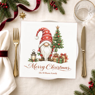 Kerstkabouter familienaam servet