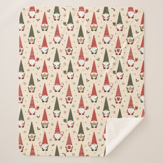 Kerstkabouter Feestpatroon Sherpa Deken (Voorkant)