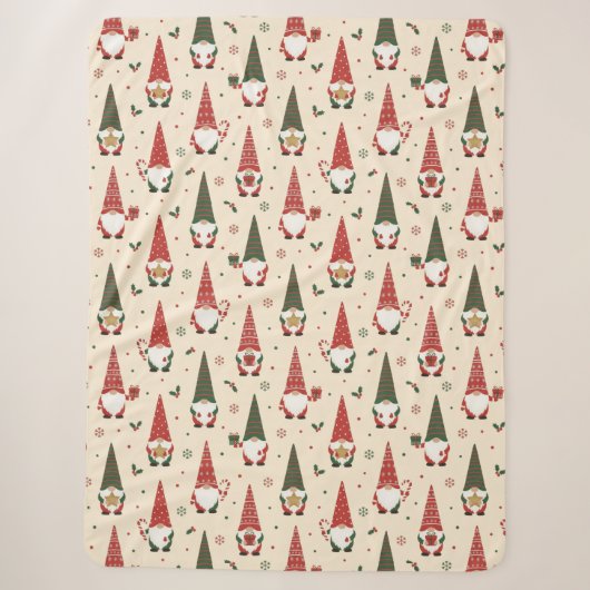 Kerstkabouter Feestpatroon Sherpa Deken (Voorkant)