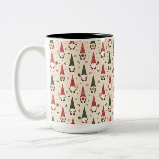 Kerstkabouter Feestpatroon Tweekleurige Koffiemok (Links)