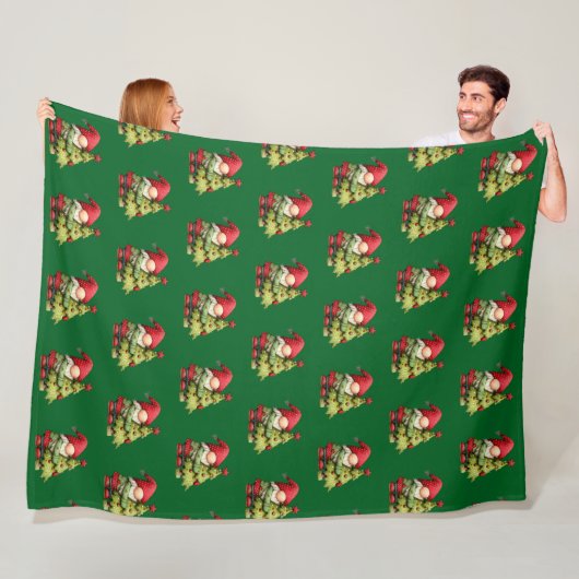 Kerstkabouter Fleece Deken (In situ)