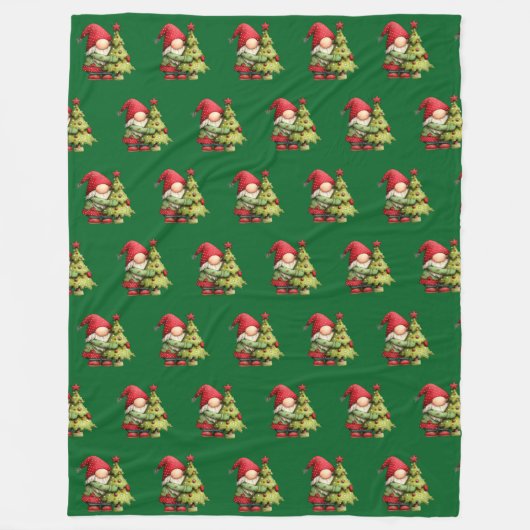 Kerstkabouter Fleece Deken (Voorkant)