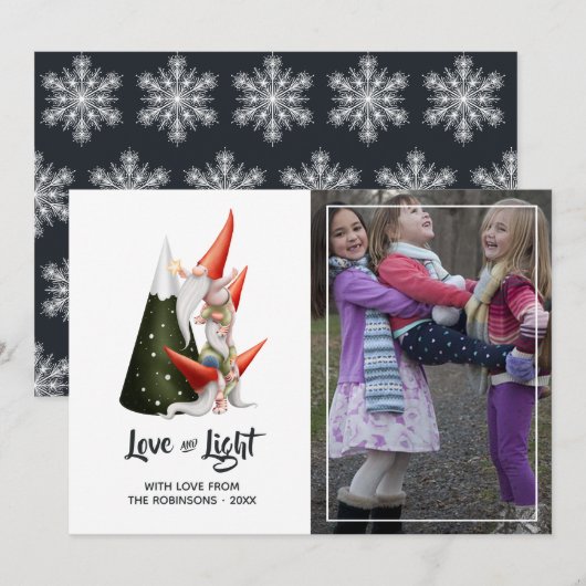 Kerstkabouter Foto Feestdagenkaart (Voorkant / Achterkant)