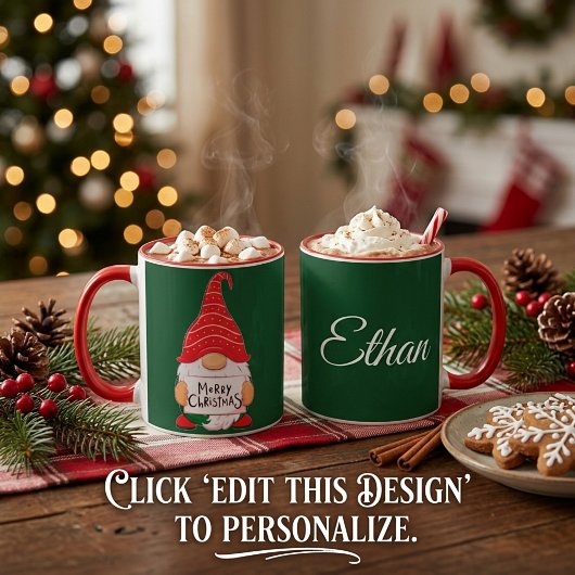 Kerstkabouter gepersonaliseerd mok