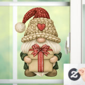 Kerstkabouter Geschenk Raamsticker (Huis)
