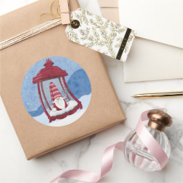 Kerstkabouter in lantaarn sticker